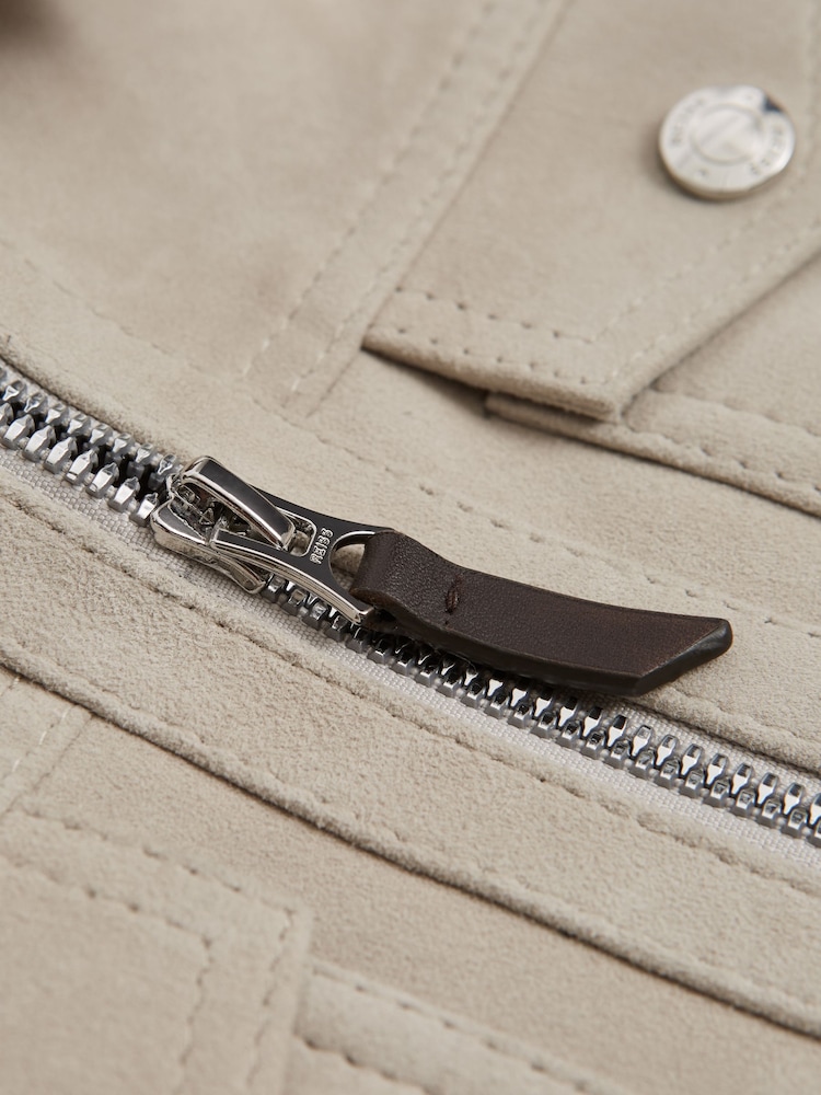 Reiss Stone Pike Suede Zip Through Jacket - Image 8 of 8