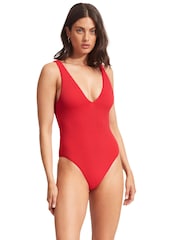 Seafolly Sea Dive V-Neck Nylon Stretch Swimsuit - Image 3 of 4