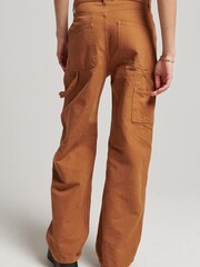 Superdry Organic Cotton Vintage Wide Carpenter Brown Cargo Trousers - Image 5 of 10