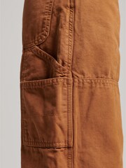 Superdry Organic Cotton Vintage Wide Carpenter Brown Cargo Trousers - Image 9 of 10