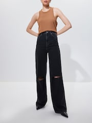 Washed Black Loose Wide Leg Jeans - Image 3 of 7