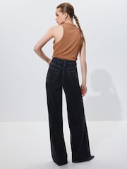 Washed Black Loose Wide Leg Jeans - Image 4 of 7