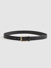 Reiss Black Molly Leather Croc Embossed Belt - Image 6 of 7