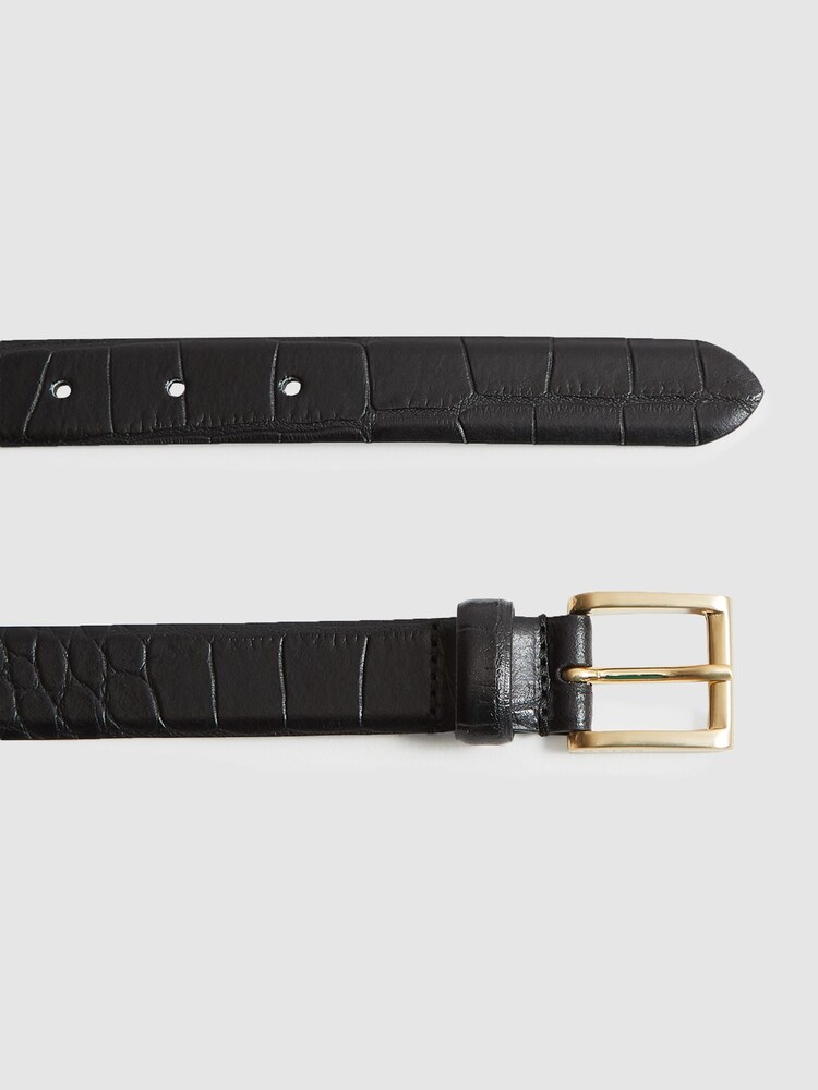 Reiss Black Molly Leather Croc Embossed Belt - Image 7 of 7 Reiss Black Molly Leather Croc Embossed Belt - Image 7 of 7