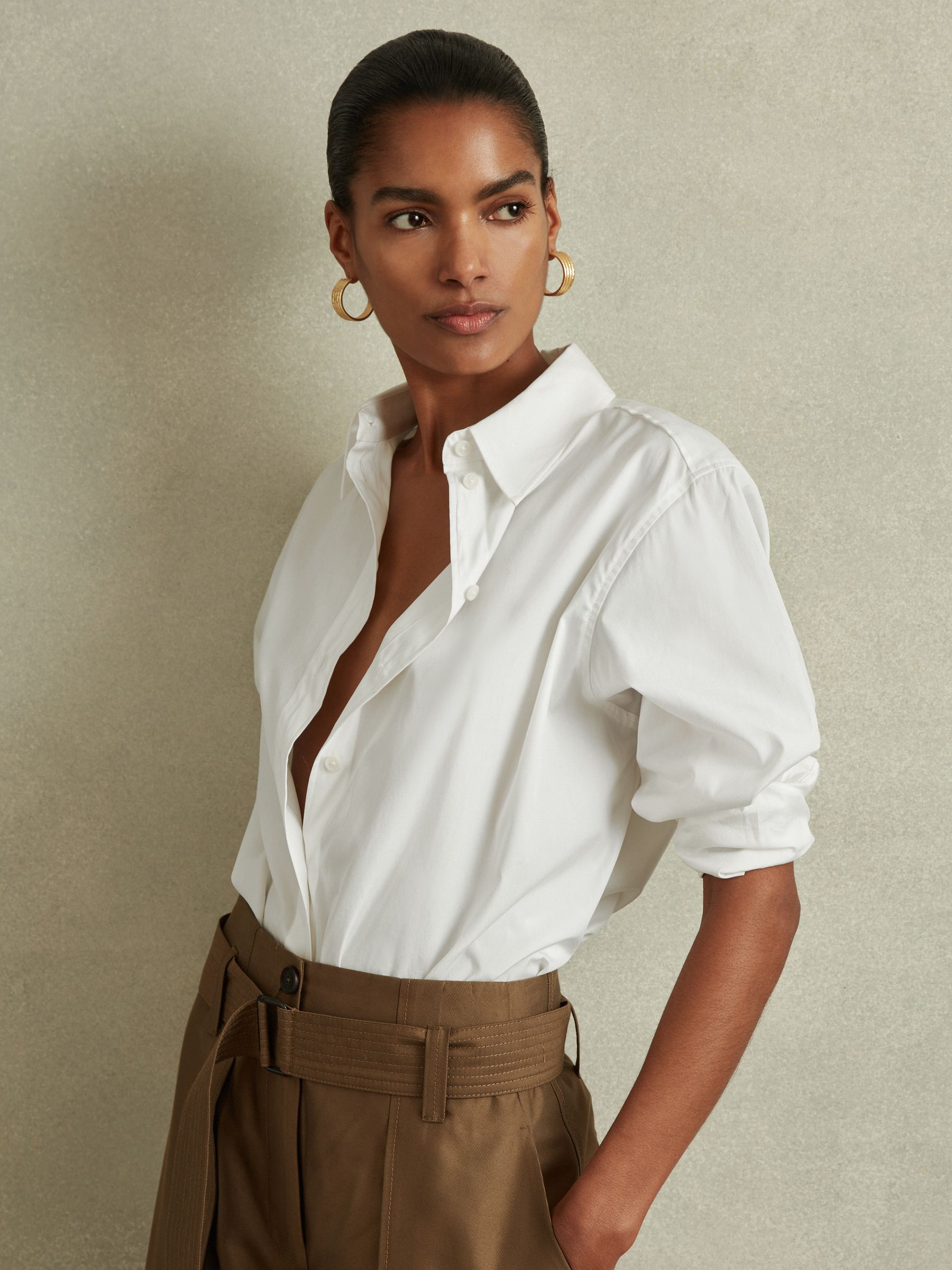 Reiss White Cotton Poplin Shirt