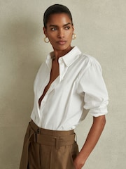 Reiss White Jenny Cotton Poplin Shirt - Image 1 of 5