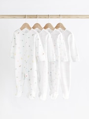 White Bright Animal 4 Pack Baby Printed Long Sleeve Sleepsuits (0-2yrs) - Image 1 of 13