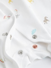 White Bright Animal 4 Pack Baby Printed Long Sleeve Sleepsuits (0-2yrs) - Image 11 of 13