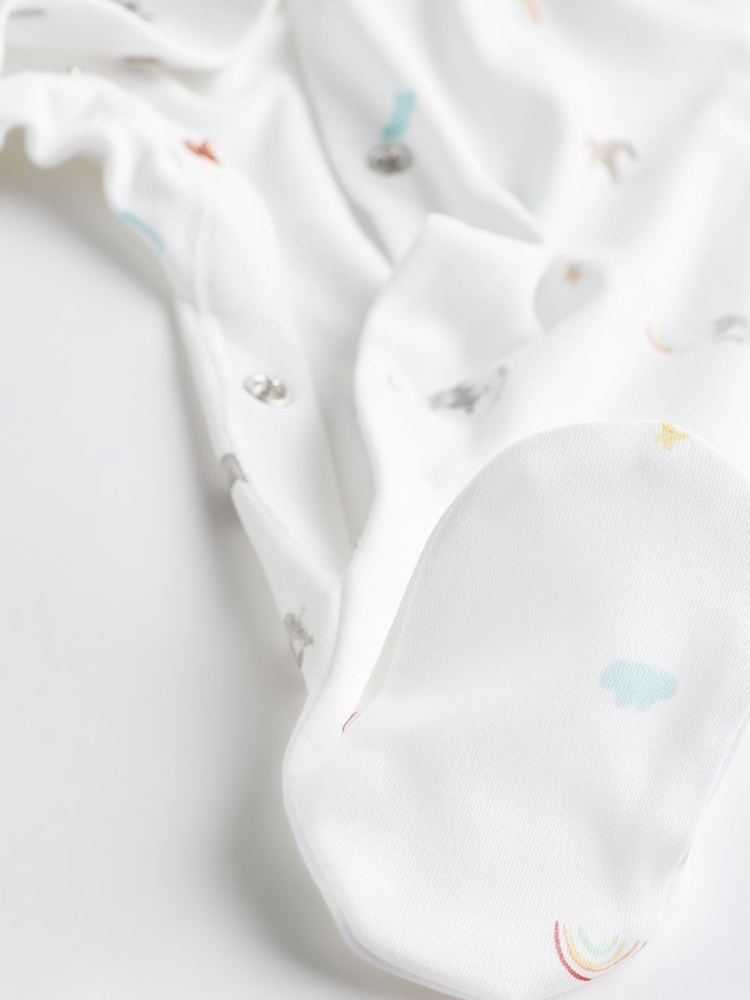White Bright Animal 4 Pack Baby Printed Long Sleeve Sleepsuits (0-2yrs) - Image 12 of 13