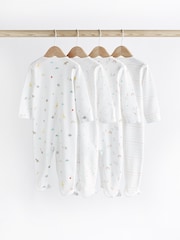 White Bright Animal 4 Pack Baby Printed Long Sleeve Sleepsuits (0-2yrs) - Image 2 of 13