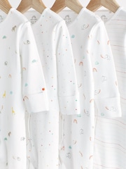 White Bright Animal 4 Pack Baby Printed Long Sleeve Sleepsuits (0-2yrs) - Image 4 of 13