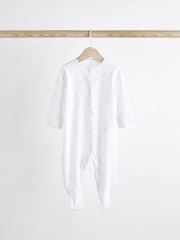 White Bright Animal 4 Pack Baby Printed Long Sleeve Sleepsuits (0-2yrs) - Image 5 of 13