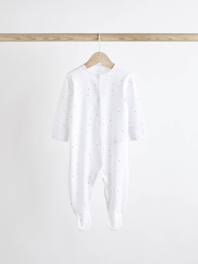 White Bright Animal 4 Pack Baby Printed Long Sleeve Sleepsuits (0-2yrs) - Image 5 of 13