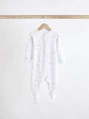 White Bright Animal 4 Pack Baby Printed Long Sleeve Sleepsuits (0-2yrs) - Image 6 of 13