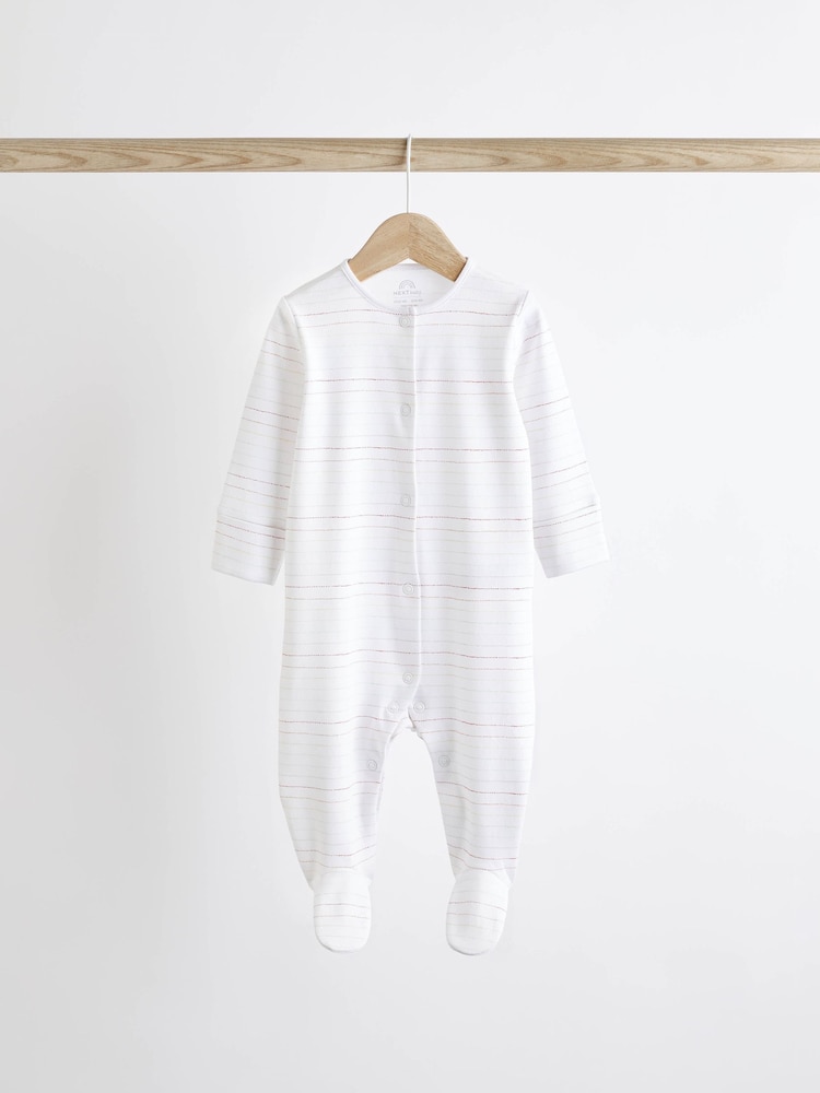 White Bright Animal 4 Pack Baby Printed Long Sleeve Sleepsuits (0-2yrs) - Image 7 of 13