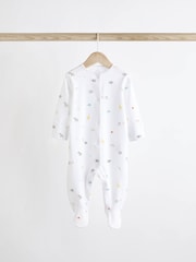 White Bright Animal 4 Pack Baby Printed Long Sleeve Sleepsuits (0-2yrs) - Image 8 of 13