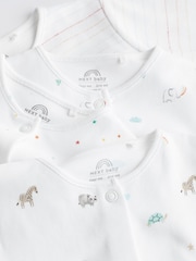 White Bright Animal 4 Pack Baby Printed Long Sleeve Sleepsuits (0-2yrs) - Image 9 of 13