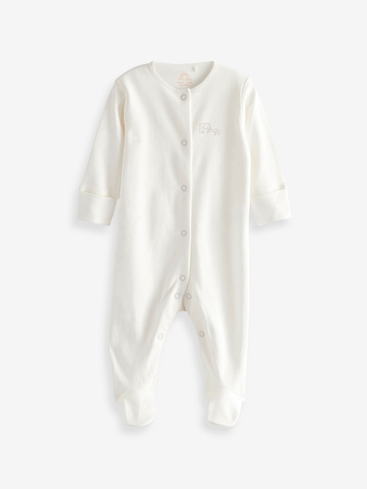 Delicate White Animal 7 Pack Baby Printed Long Sleeve Sleepsuits (0-2yrs) - Image 2 of 13
