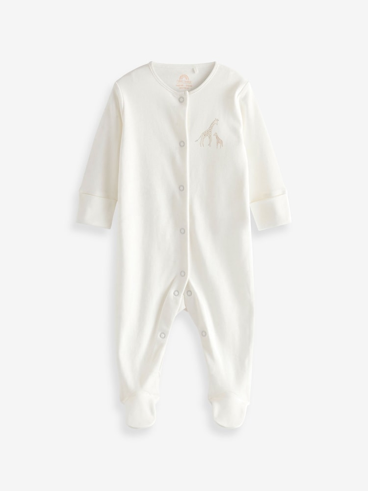 Delicate White Animal 7 Pack Baby Printed Long Sleeve Sleepsuits (0-2yrs) - Image 4 of 13