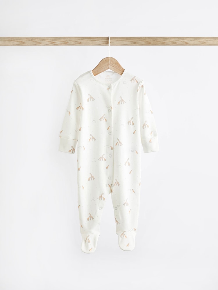 Delicate White Animal 7 Pack Baby Printed Long Sleeve Sleepsuits (0-2yrs) - Image 6 of 13