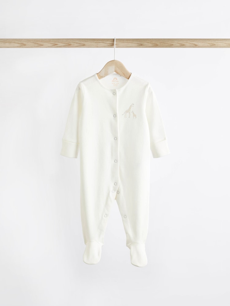 Delicate White Animal 7 Pack Baby Printed Long Sleeve Sleepsuits (0-2yrs) - Image 8 of 13