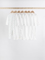 White Bright Animal 7 Pack Baby Printed Long Sleeve Sleepsuits (0-2yrs) - Image 2 of 8