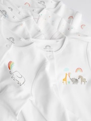 White Bright Animal 7 Pack Baby Printed Long Sleeve Sleepsuits (0-2yrs) - Image 4 of 8