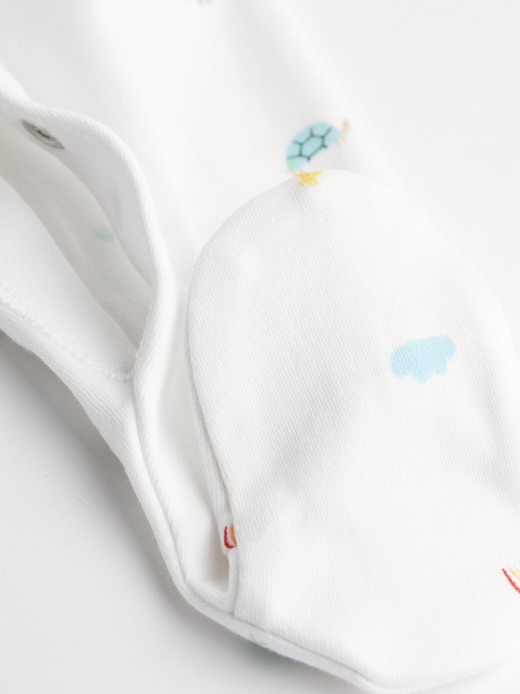 White Bright Animal 7 Pack Baby Printed Long Sleeve Sleepsuits (0-2yrs) - Image 6 of 8
