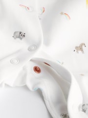 White Bright Animal 7 Pack Baby Printed Long Sleeve Sleepsuits (0-2yrs) - Image 7 of 8