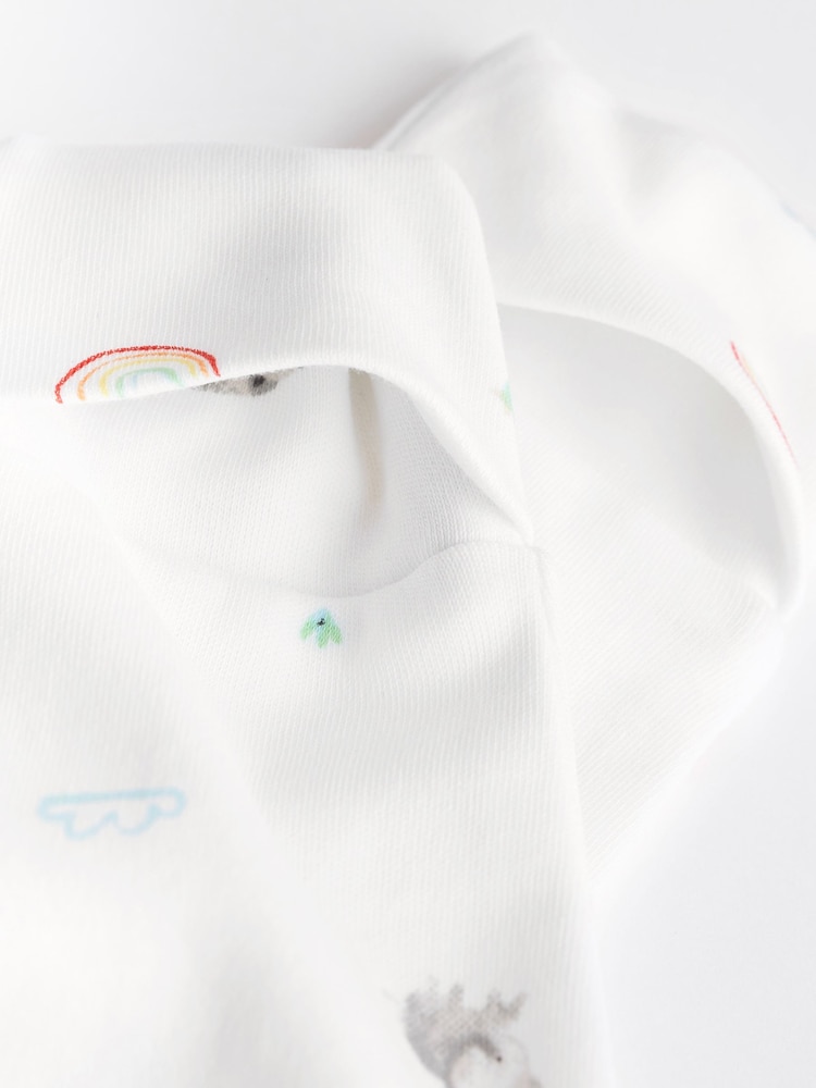 White Bright Animal 7 Pack Baby Printed Long Sleeve Sleepsuits (0-2yrs) - Image 8 of 8