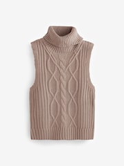 Style Cheat Brown Abbi Cable Knit Vest - Image 9 of 10