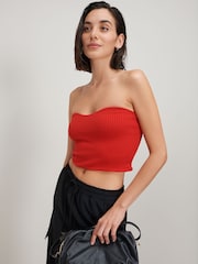 Red Bandeau Knit Top - Image 1 of 6