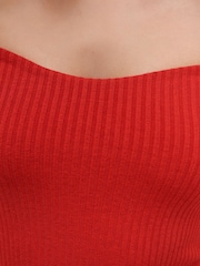 Red Bandeau Knit Top - Image 4 of 6