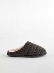Charcoal Grey Quilted Mule Slippers - Image 5 of 8