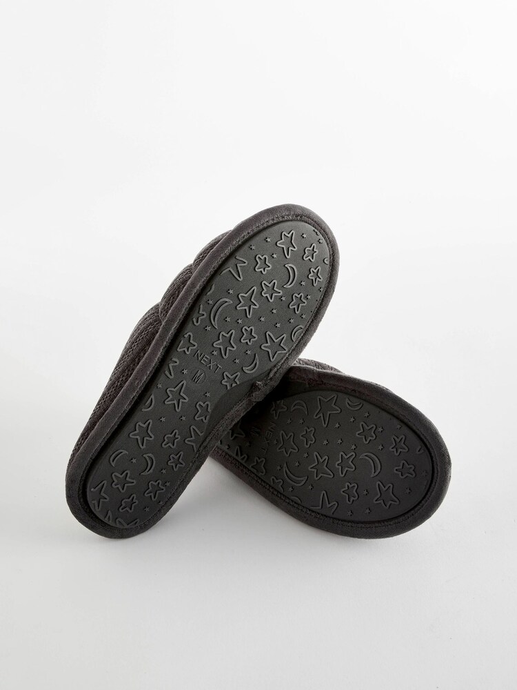 Charcoal Grey Quilted Mule Slippers - Image 7 of 8