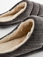 Charcoal Grey Quilted Mule Slippers - Image 8 of 8