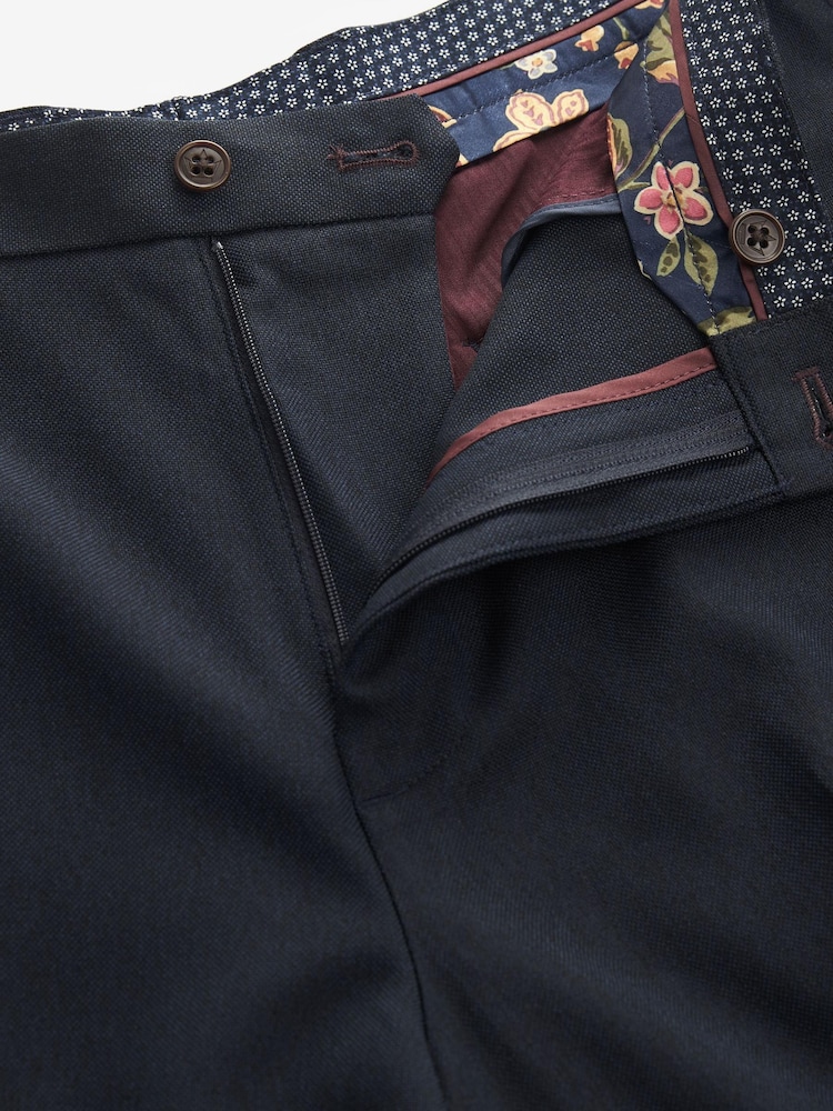 Blue Slim Fit Trimmed Donegal Formal Trousers - Image 8 of 8