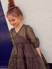 Animal Print Organza Wrap Dress (3-16yrs) - Image 2 of 6