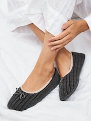 Charcoal Grey Corduroy Ballet Slippers - Image 1 of 7