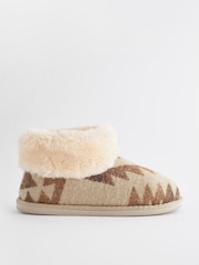 Brown/Cream Tribal Print Shoot Slippers - Image 6 of 9