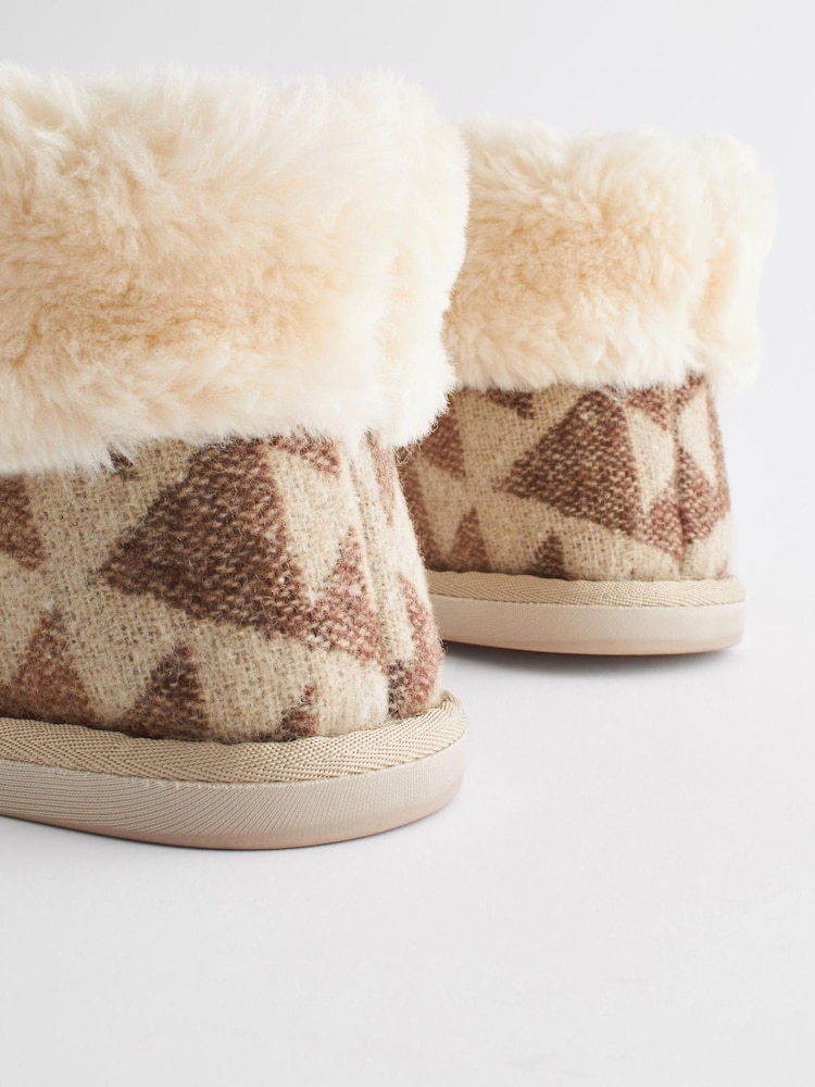 Brown/Cream Tribal Print Shoot Slippers - Image 9 of 9 Brown/Cream Tribal Print Shoot Slippers - Image 9 of 9