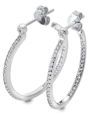 Hot Diamonds Silver Tone White Topaz Hoop Earrings - Image 1 of 3