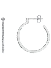 Hot Diamonds Silver Tone White Topaz Hoop Earrings - Image 2 of 3