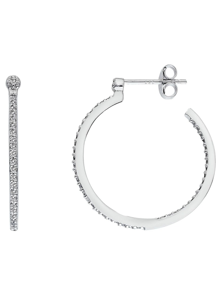 Hot Diamonds Silver Tone White Topaz Hoop Earrings - Image 2 of 3