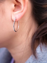 Hot Diamonds Silver Tone White Topaz Hoop Earrings - Image 3 of 3