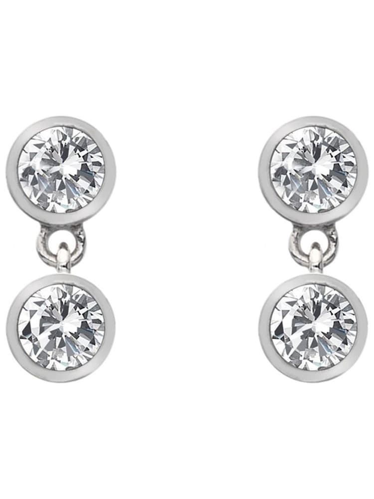Hot Diamonds Silver Tone Tender White Topaz Double Drop Earrings - Image 2 of 3