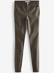 Khaki Green Coated Skinny Jeans - Image 5 of 6