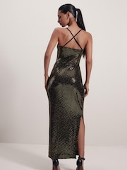 Gold Sequin Midi Dress - Image 3 of 6