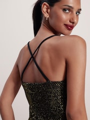 Gold Sequin Midi Dress - Image 4 of 6