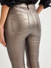 Silver PU Faux Leather Leggings - Image 4 of 6